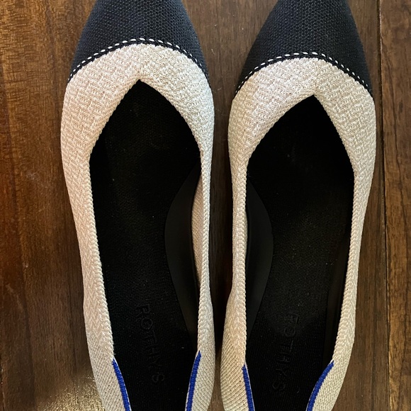 Rothy’s black and tan pointy-toed flats in EUC - Picture 4 of 6